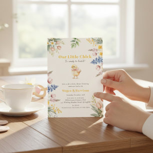 Onze Kleine Kuiken Aquarel Bloemen Baby Shower Kaart