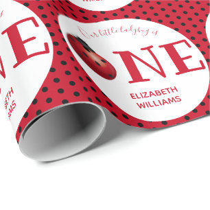 Onze kleine Ladybug First Birthday Name Party Cadeaupapier