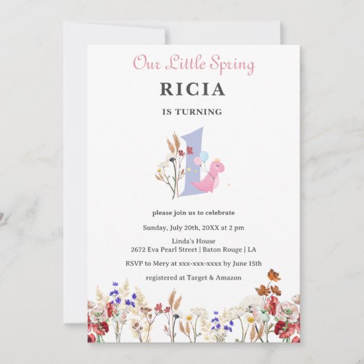 Onze kleine lentesbloem 1st verjaardag kaart (Voorkant)