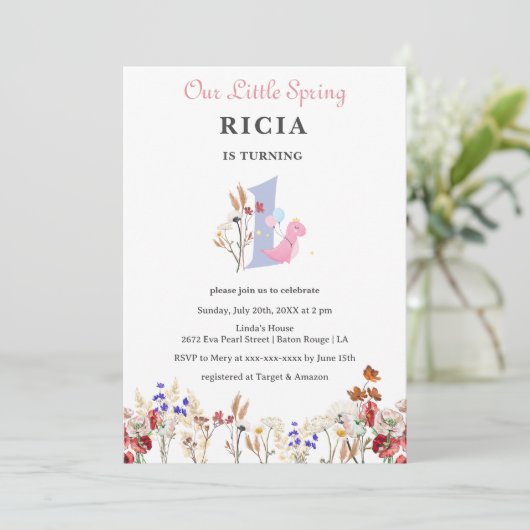 Onze kleine lentesbloem 1st verjaardag kaart (Staand voorkant)