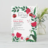 Onze kleine liefde bug meisje rood baby shower kaart (Staand voorkant)