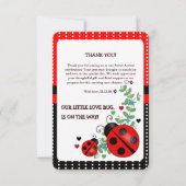 Onze kleine liefde bug rood zwart Baby shower Bedankkaart (Voorkant)