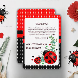 Onze kleine liefde bug rood zwart Baby shower Bedankkaart