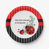 Onze kleine liefde bug rood zwart Baby shower Papieren Bordje (Voorkant)
