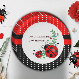 Onze kleine liefde bug rood zwart Baby shower Papieren Bordje