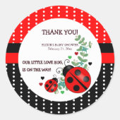Onze kleine liefde bug rood zwart Baby shower Ronde Sticker (Voorkant)
