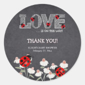 Onze kleine liefde bug schoolbord Baby shower Ronde Sticker (Voorkant)