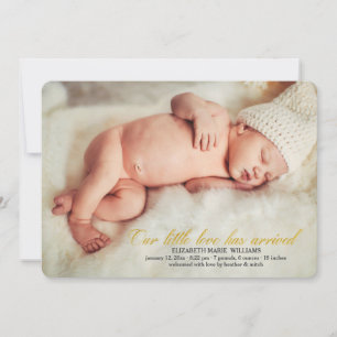 Onze kleine liefde heeft de foto's van de geboorte aankondiging