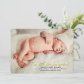 Onze kleine liefde is aangekomen Foto geboorte aan Aankondiging (Staand voorkant)