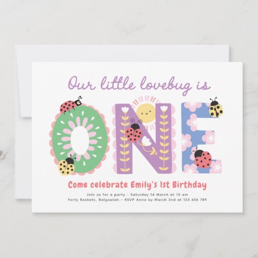 Onze Kleine Liefdeskever, Bloemen Eerste Verjaarda Kaart (Voorkant)