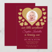 Onze Kleine Liefje Bourgondië Gouden Hart Verjaard Kaart (Voorkant / Achterkant)