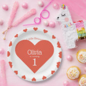 Onze kleine liefje eerste verjaardag rood hart papieren bordje (Feest)