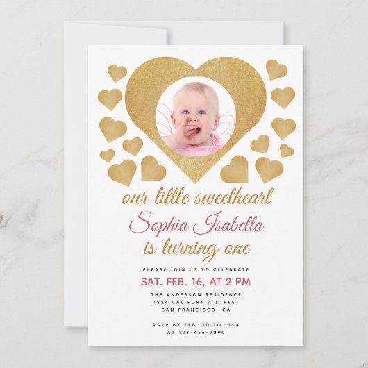 Onze kleine liefje foto gouden hart verjaardag kaart (Voorkant)