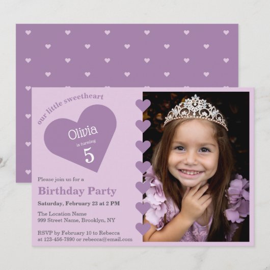 Onze kleine liefje foto Paarse harten Verjaardag Kaart (Voorkant / Achterkant)