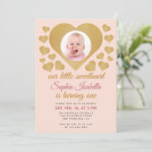 Onze Kleine Liefje Goud Roze Foto 1e Verjaardag Kaart (Staand voorkant)