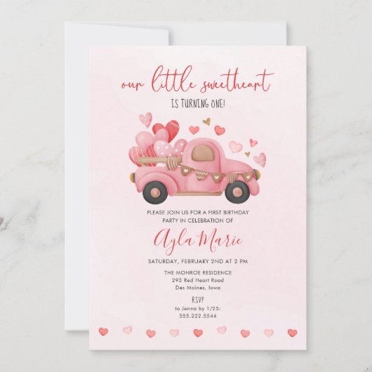 Onze kleine liefje Heart Truck Birthday Kaart (Voorkant)