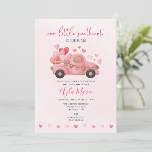 Onze kleine liefje Heart Truck Birthday Kaart (Staand voorkant)