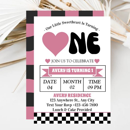 Onze kleine liefje roze hart meisje 1e verjaardag kaart