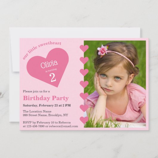 Onze Kleine Liefje Roze Harten Foto Verjaardag Kaart (Voorkant)