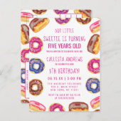 Onze kleine liefje Schattigee donuts roze offerte  Uitnodiging Briefkaart (Voorkant / Achterkant)
