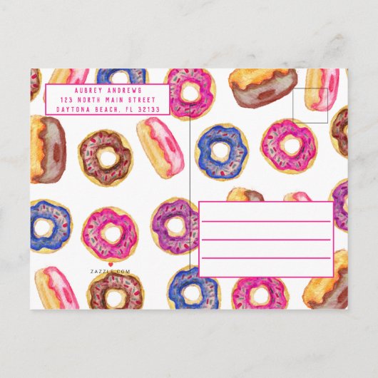 Onze kleine liefje Schattigee donuts roze offerte  Uitnodiging Briefkaart (Achterkant)