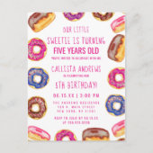 Onze kleine liefje Schattigee donuts roze offerte  Uitnodiging Briefkaart (Voorkant)