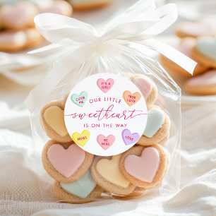 Onze Kleine Liefje Snoep Hartjes Baby Shower Ronde Sticker