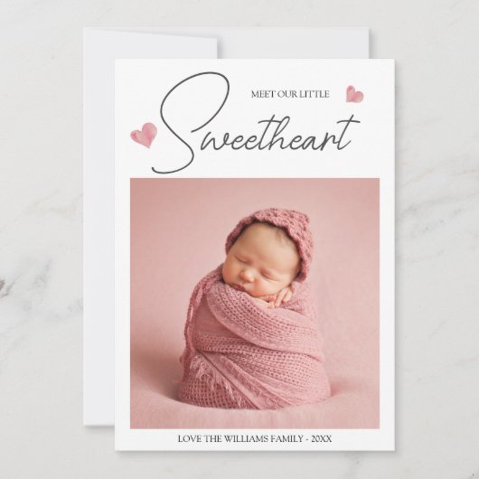 Onze Kleine Liefje Valentijn Geboorte Aankondiging (Voorkant)