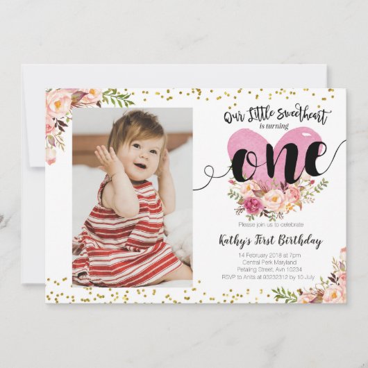 Onze kleine liefje verjaardagsfeestje uitnodiging, kaart (Voorkant)