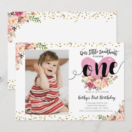 Onze kleine liefje verjaardagsfeestje uitnodiging, kaart (Voorkant / Achterkant)