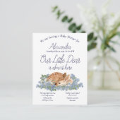 Onze kleine lieve Dusty Blue Baby Boy Shower Briefkaart (Staand voorkant)