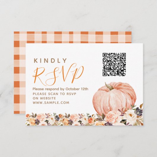 Onze kleine lieve pompoen 1e verjaardag RSVP kaart (Voorkant / Achterkant)