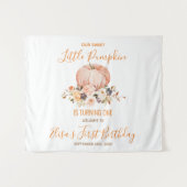 Onze kleine lieve pompoen 1e verjaardag welkom wandkleed (Voorkant (horizontaal))