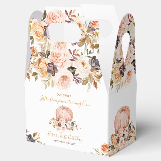 Onze kleine lieve pompoen verjaardag rustieke bloe bedankdoosjes (Geopend)