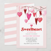 Onze kleine lieve Valentijn 1e verjaardagsfeestje Kaart (Voorkant / Achterkant)