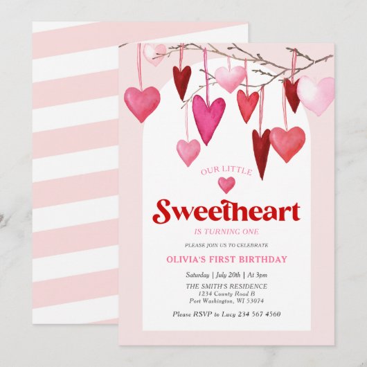 Onze kleine lieve Valentijn 1e verjaardagsfeestje Kaart (Voorkant / Achterkant)