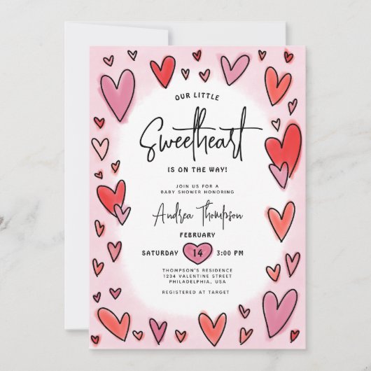 Onze kleine lieve Valentijn harten Baby shower Kaart (Voorkant)