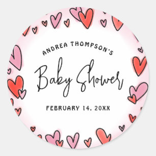 Onze kleine lieve Valentijn harten Baby shower Ronde Sticker
