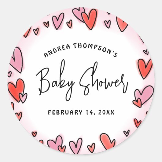 Onze kleine lieve Valentijn harten Baby shower Ronde Sticker (Voorkant)