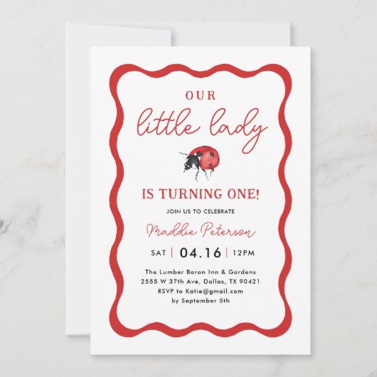 Onze Kleine Lieveheersbeestje Meisje 1e Verjaardag Kaart (Voorkant)