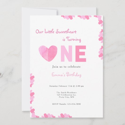 Onze kleine lieverd eerste verjaardag uitnodiging (Voorkant)