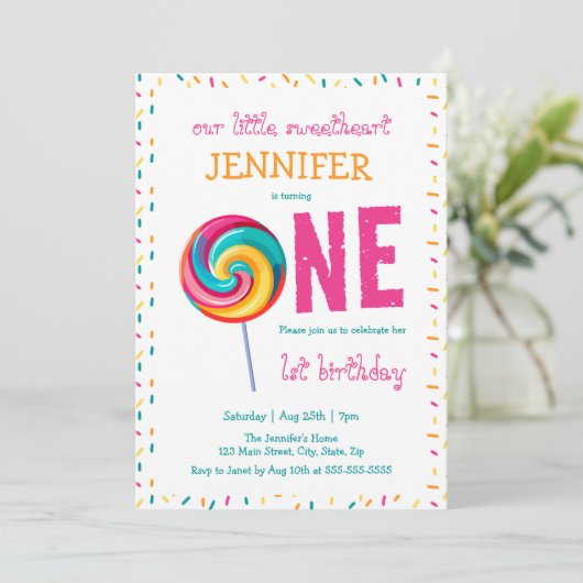 Onze kleine lieverd Lollipop 1e verjaardag Kaart (Staand voorkant)