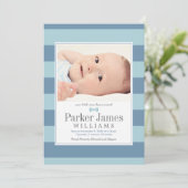 Onze kleine Man Aqua Blue Knappe Baby Boy Geboorte Aankondiging (Staand voorkant)