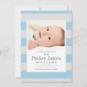 Onze kleine Man blauw grijs knappe baby jongen geb Aankondiging (Voorkant)