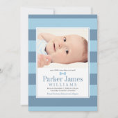 Onze kleine Man Blue Slate Handsome Baby Boy Birth Aankondiging (Voorkant)