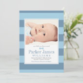 Onze kleine Man Blue Slate Handsome Baby Boy Birth Aankondiging (Staand voorkant)