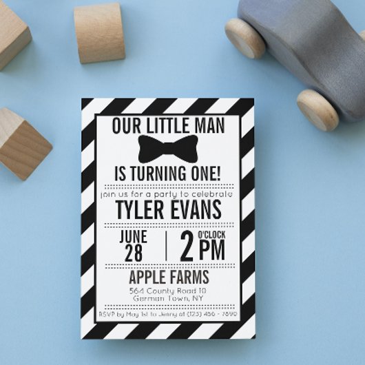 Onze kleine Man Bowtie Birthday-uitnodiging Kaart