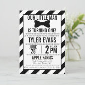 Onze kleine Man Bowtie Birthday-uitnodiging Kaart (Staand voorkant)