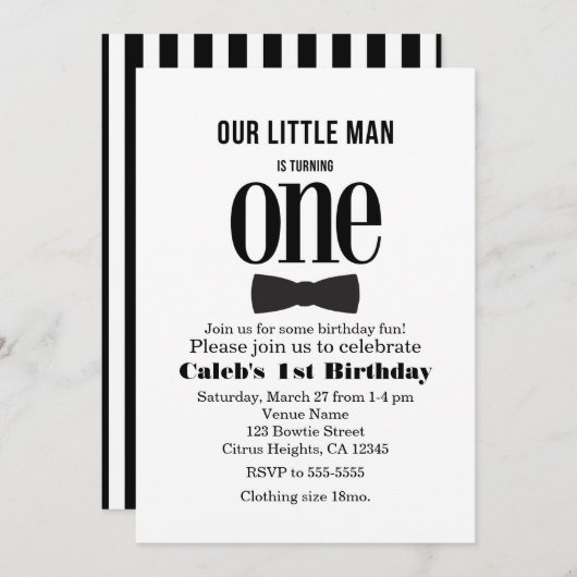 Onze kleine Man eerste 1e Verjaardag Bow stropdas  Kaart (Voorkant / Achterkant)