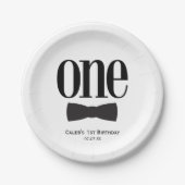 Onze kleine Man eerste 1e Verjaardag Bow stropdas  Papieren Bordje (Voorkant)